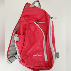 Eddie Bauer Ripstop Sling Bag Pink Gray Pockets Zipper Outdoor Hiking